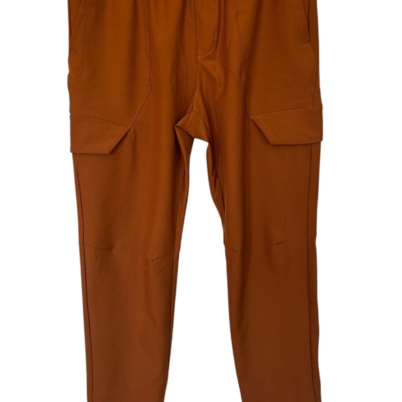 FLX Pants Mens Dark Orange Cargo Jogger Performance Drawstring Athleisure - Picture 1 of 5